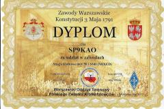 Zawody Warszawskie Kostytucji 3 Maja 2017 - Dyplom
