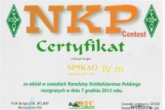 Zawody Narodziny Krótkofalarstwa Polskiego 2013 - Dyplom